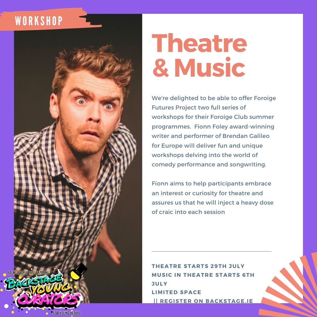 backstageIRL's tweet photo. Join @fionnfoley for 2 series of FREE workshops in acting and composing music for theatre, creating & arranging musical Comedy
The workshops are completely free but places are limited so register NOW on https://t.co/U5JMlj8x66
@artscouncil_ie @creativeirl #backstagecommUNITY https://t.co/jQ3mDnRrxN