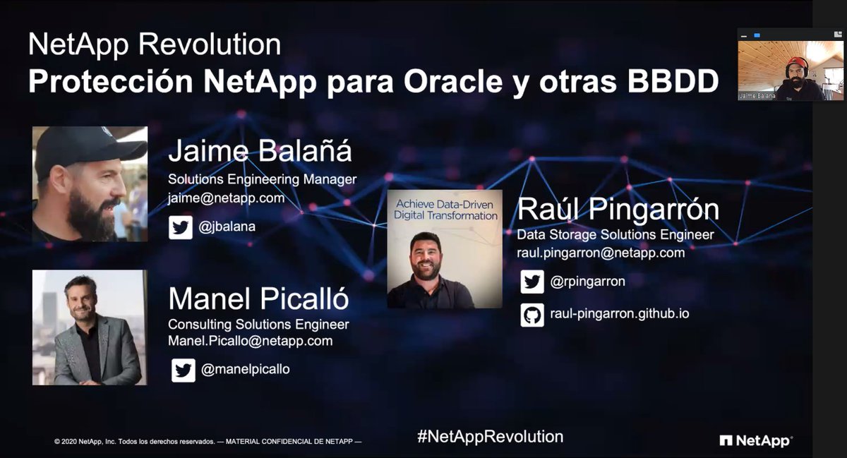 NetApp_es's tweet photo. ¡En directo en nuestro #NetAppRevolution hablando sobre la protección de NetApp para Oracle y otras bases de datos! Con @jbalana, @ManelPicallo y @rpingarron 😊 https://t.co/zYu9VM2tkQ