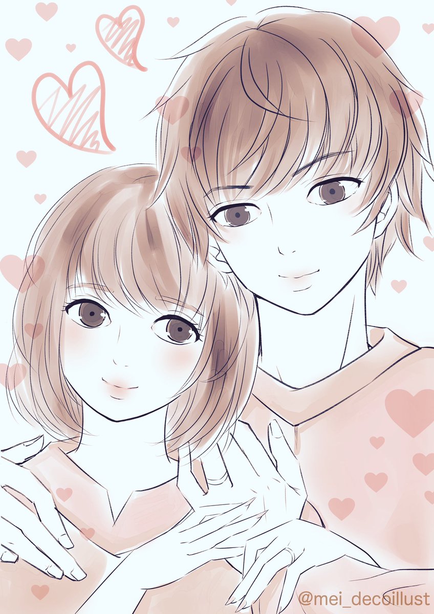 Mei イラスト コピック講師 知り合いの仲良し夫婦を描いてみました 喜んでもらえました イラスト カップル 似顔絵 結婚