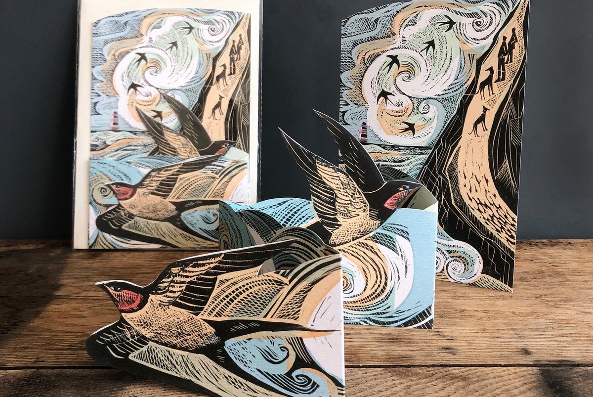 artangelsltd's tweet photo. We’ve just released these three new die-cut concertina cards by @ANGELACHARDING - Hares and Open Field, Cornish Swallows &amp; Garden Birds. Available now! https://t.co/BoUXuqqtWv