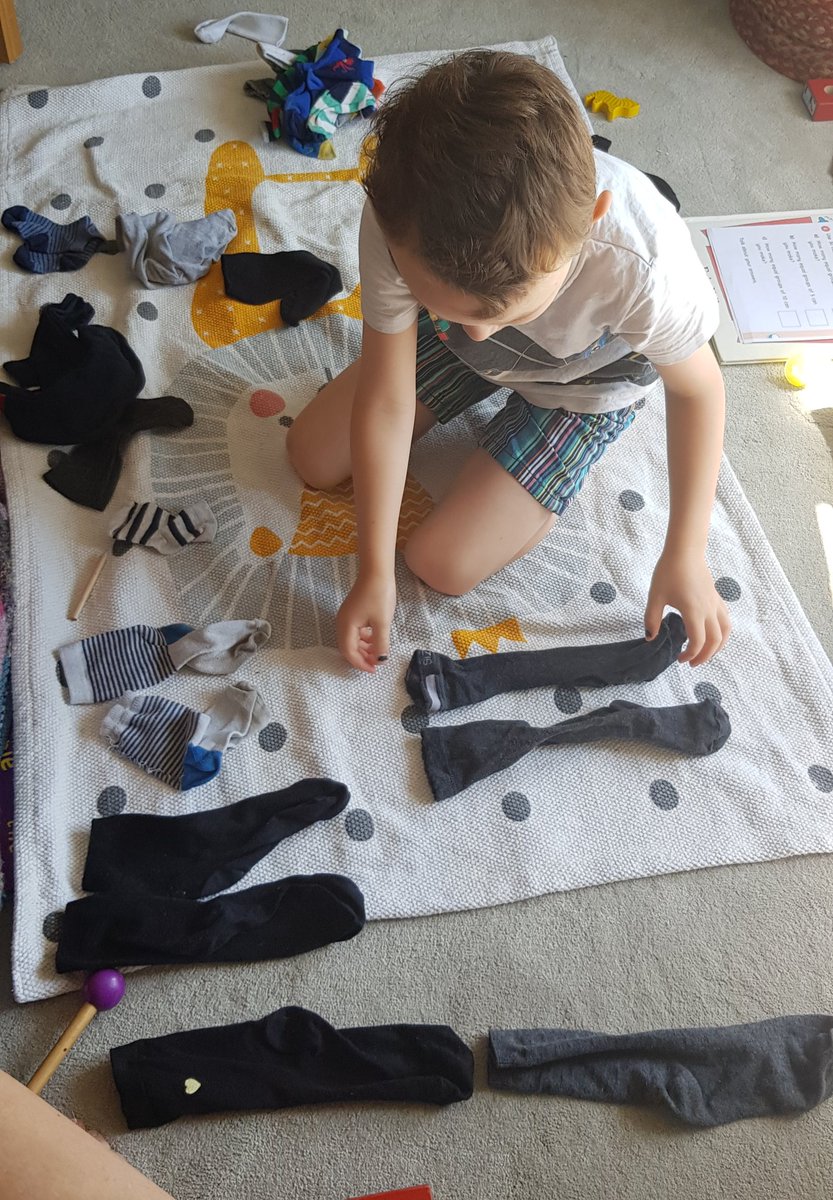 echoholistics's tweet image. Sorting objects into equal groups, sorting the odd sock basket into equal groups of two 🧦 @wps_pink