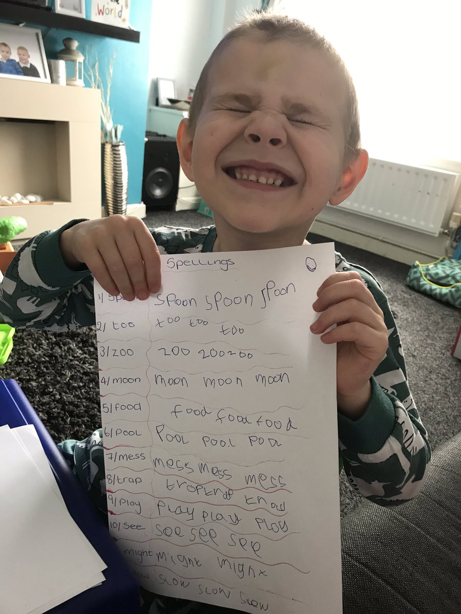 laurawhite899's tweet photo. @MissHarrisHGP @hgprimary @RainbowEduMAT jack smashed it with his spellings today he said he is working hard today 😂 https://t.co/kaAqWqDvrr