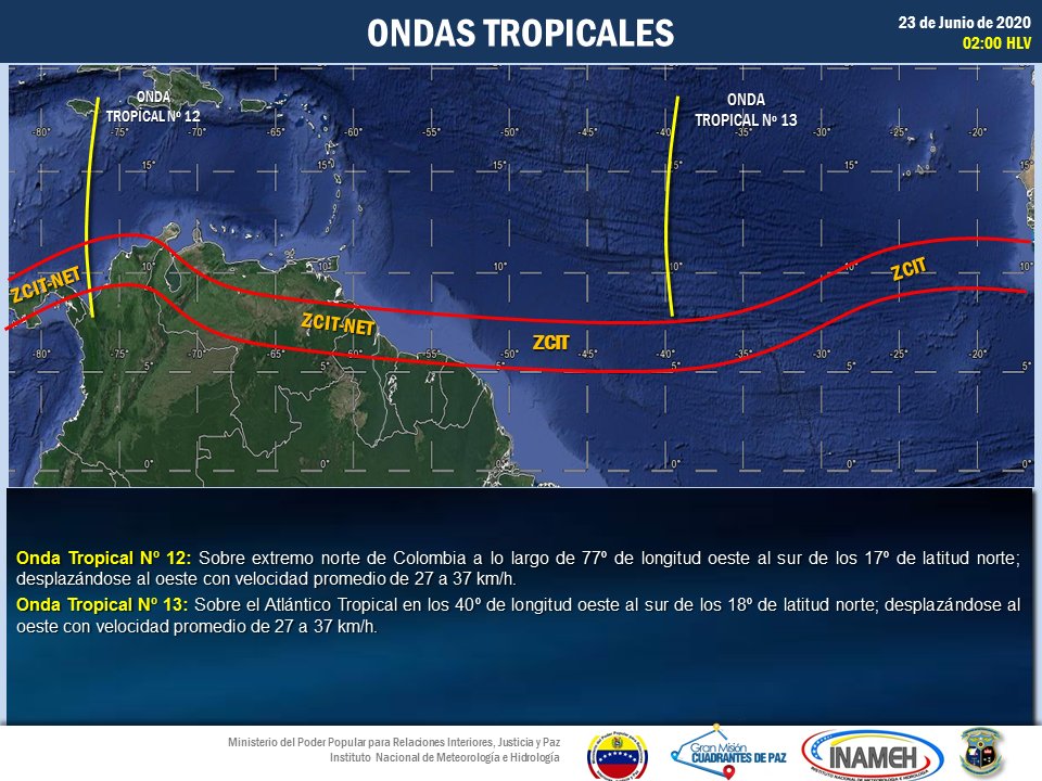 INAMEH's tweet photo. #23Jun #INAMEHInforma Seguimiento de Ondas Tropicales. #Reporte de las 06:23 HLV @tutiempopereira @NestorLReverol @NicolasMaduro #FelizMartes https://t.co/3N6BNLYwIH