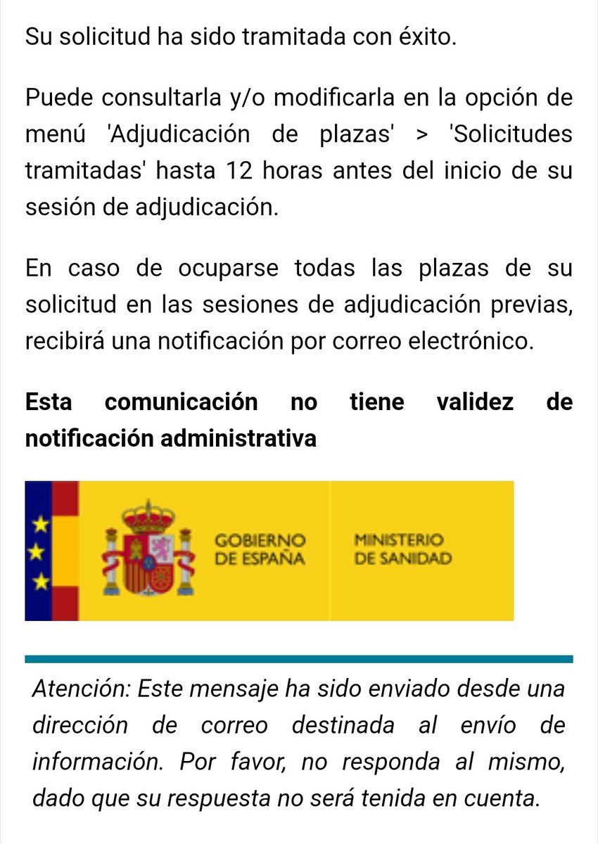 Laura_cc94's tweet photo. @DrMacarron Ayer, tras varios intentos, conseguí tramitar mi solicitud. Esta es la respuesta del @sanidadgob, un email en el que te recalcan, NO TIENE VALIDEZ ADMINISTRATIVA ¿me puede explicar, "Sr." @Rogufe dónde están las garantías de las que usted tanto presume?#FSEdiceBASTA #fseplanta20j https://t.co/hzgylsyhsv