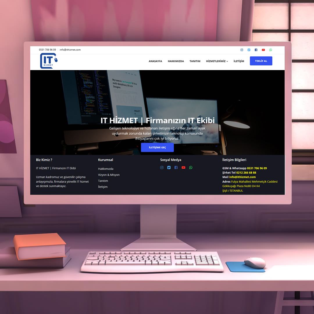 Web Sitemiz Yayında!
Sizlere daha etkin hizmet verebilmek adına ithizmet.com web sitemizi açmanın mutluluğunu yaşıyoruz. Web sitemiz üzerinden firmamızı daha yakından tanıyabilir ve sunduğumuz hizmetleri inceleyebilirsiniz.
#ithizmet #itdestek #bthizmet #btdestek #bt