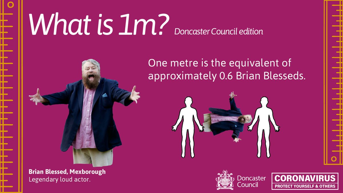 So, there we have it. We still need to keep our distance, but that minimum distance has been reduced from 2 metres to 1 metre, from 4th of JulyBut what does 1 metre actually look like?!Luckily, we're here with some measuring systems that any Doncastrian learns as a child 