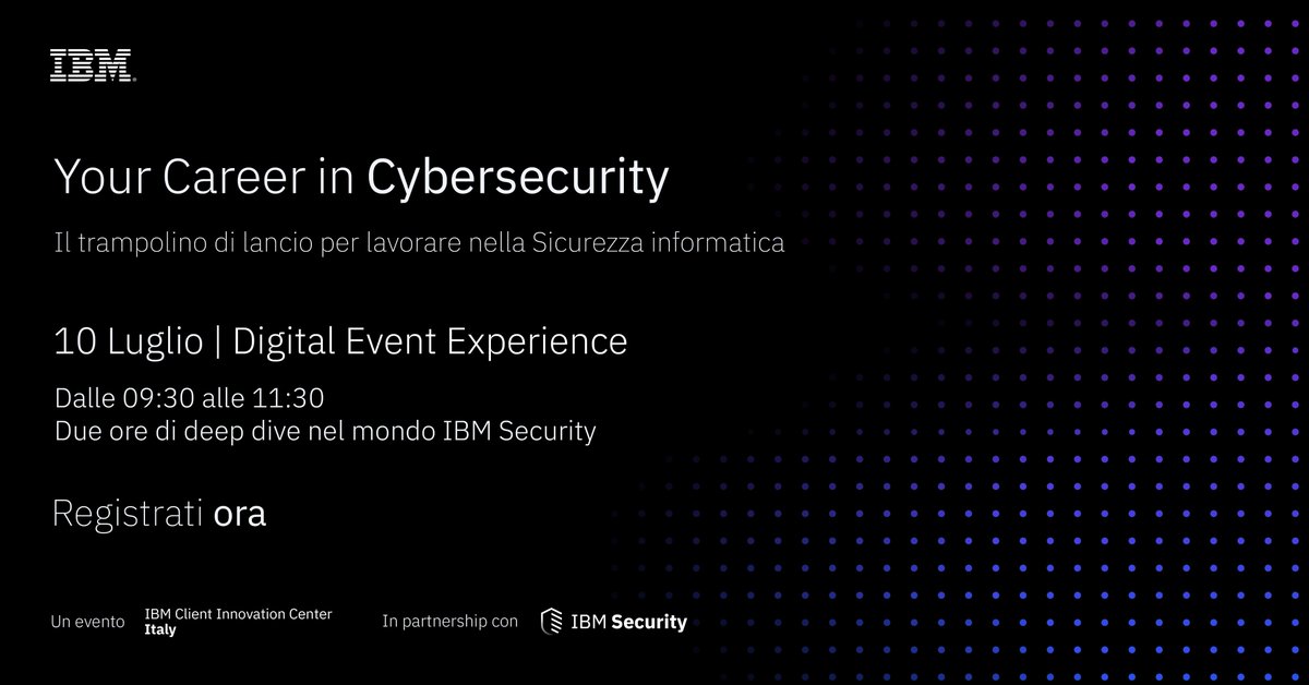 FedericFra's tweet photo. Il focus attuale sulla #Cybersecurity apre le porte a numerose opportunità di lavoro.

Ma cosa significa lavorare nella sicurezza informatica? Scoprilo insieme a nostri esperti il 10 Luglio 🗓️

▶️ https://t.co/k6Xhih1s9j

#YourCareerInCybersecurity #CICSecurityCareers https://t.co/XXW9lY3bvH
