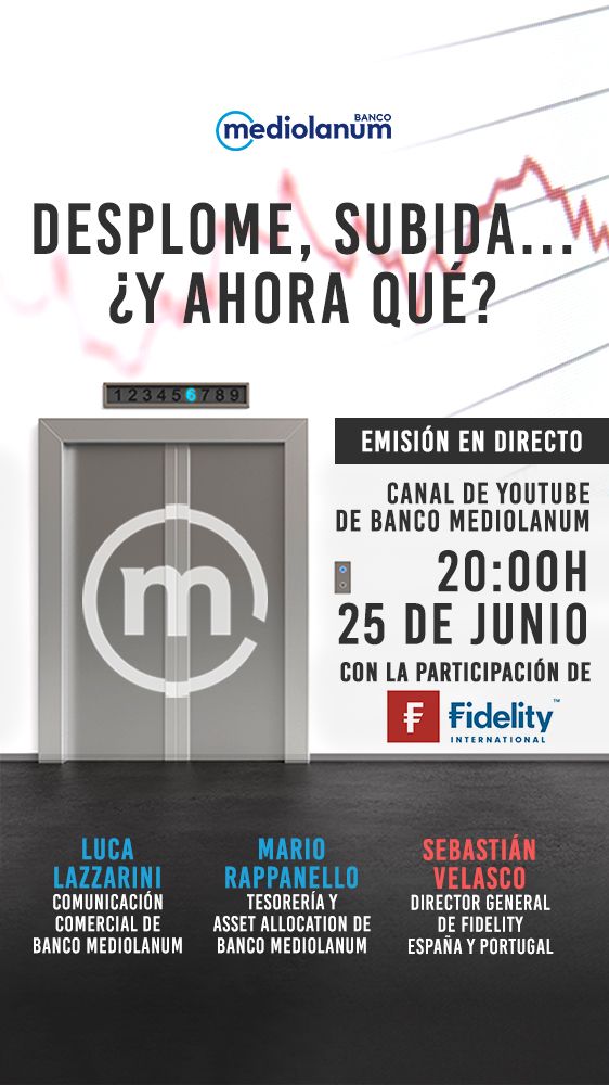 BancoMediolanum's tweet photo. Debido a la crisis del Covid-19 los mercados se desplomaron. Luego rebotaron con fuerza, ¿qué está pasando realmente?  @Luca_Lazzarini, @MRappanello y Sebastián Velasco te lo explican el jueves 25 a las 20h en nuestro canal de youtube https://t.co/03QCccDns7 https://t.co/mKNMGtdWkd