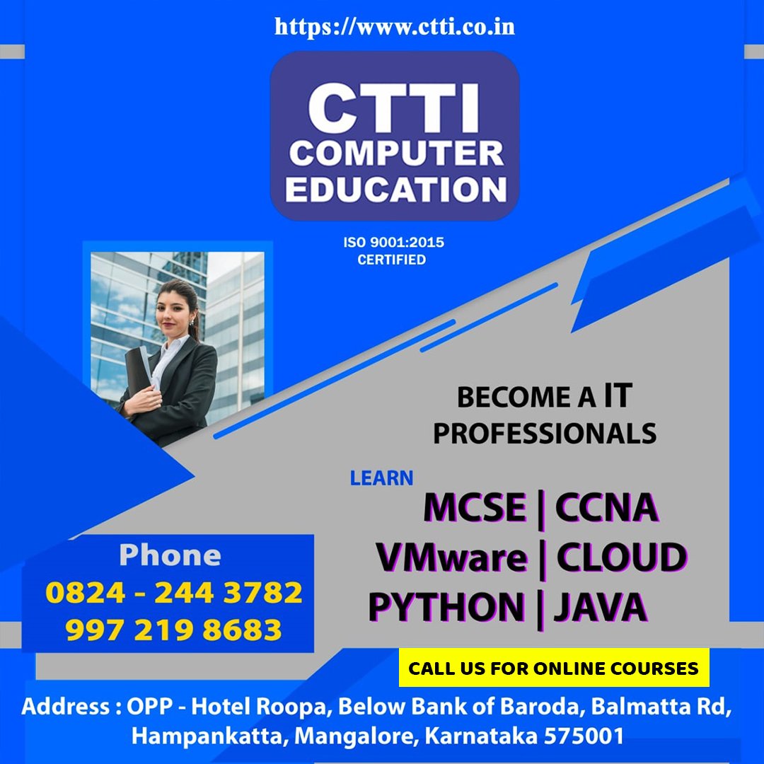 creativectti's tweet image. Become A Complete IT Infrastructure Architecture. Work as System, Network, Virtualzation and Cloud Admin.
#computer_training_institute
#computer_training_institute_in_mangalore
#software_trainingBecome 
#ccna_training 
#web_designing_training
#python_training
#cloud_training