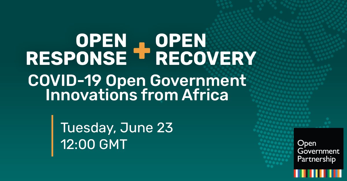opengovpart's tweet photo. ⏳  One hour until our #OpenResponse + #OpenRecovery regional conversation for Africa!

💻  Register here: https://t.co/4TTOQaoqsb

Interpretation in English &amp; French will be available through the Zoom app. 

Moderated by @aeyakuze https://t.co/NYRq04JPMm