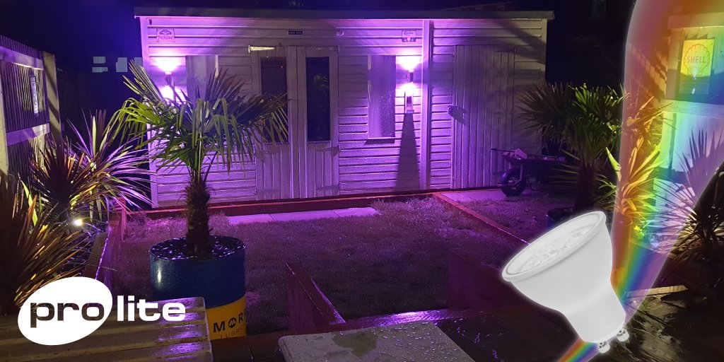 ProliteLamps's tweet photo. Brighten up your garden during Summer evenings with Proliteโs range of coloured GU10 7W led bulbs! Available in 5 super vivid colours in stock to buy today. For more information visit https://t.co/SgaxH8bxun #ledlighting #colouredlighting #domesticlighting #gardenlighting https://t.co/EVVdFBaMn6