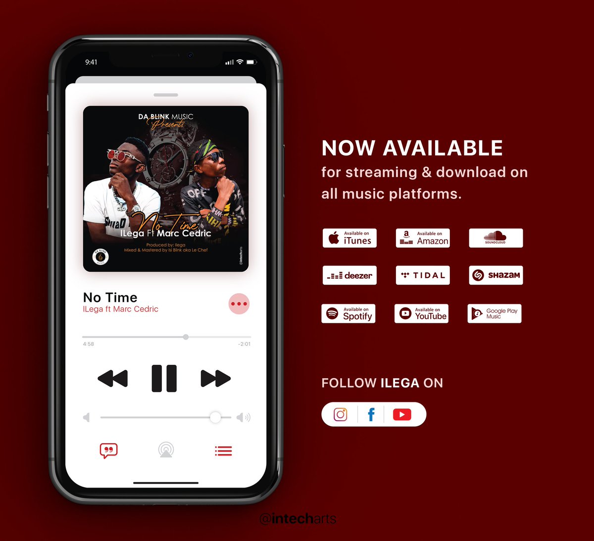 dablinkmusic's tweet photo. Stream and Download 🔥🎧
ILEGA ft Marc Cedric - No Time

Artwork Designed by @intecharts
#notime #notimetowaste #237showbiz #africanmusic #hiphopmusic #afrobeats #rapmusic #ilega #dablinkmusic https://t.co/TaDQMHe2Sk