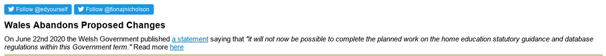 edyourself's tweet image. Wales drops proposed changes to home education guidance AND database edyourself.org/news/