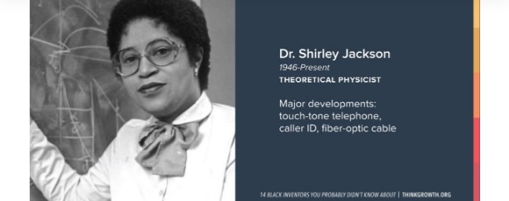 Dr Shirly Jackson invented the caller ID, call waiting and fax.