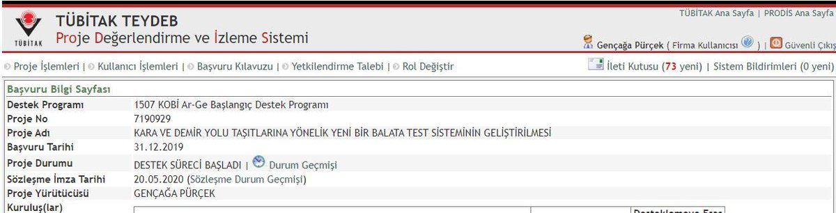 UTS Mühendislik firmasının Prof. Dr. Gençağa Pürçek Yürütücülüğünde sunduğu “Kara ve Demir Yolu Taşıtlarına Yönelik Yeni Bir Balata Test Sisteminin Geliştirilmesi” başlıklı projesi 1507 KOBİ Ar-Ge Başlangıç Destek Programı kapsamında desteklenmeye değer bulunmuştur.