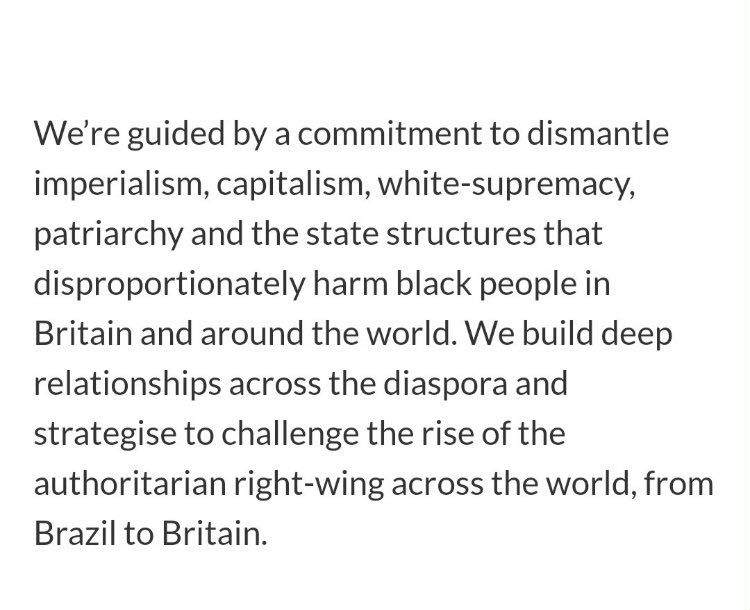 <a href="/piersmorgan/">Piers Morgan</a> They're not treated any differently.

Name one right I have, they don't in the UK.

#BLM is a Marxist anti capitalist movement current setting race relations back decades.

Their objective below.