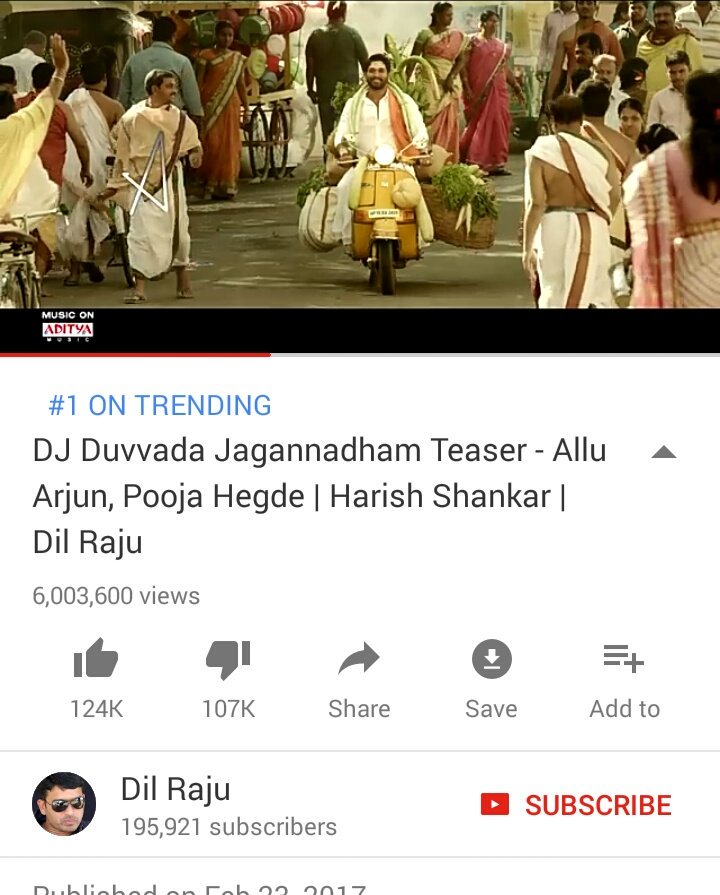 VeNKeyBunnyFan's tweet image. #DJTeaser is the 2nd Fastest Telugu Teaser To Hit 6 Million Views(107 hrs 30mins) #duvvadajagannadham👌👌
@alluarjun

#Pushpa

#3YearsForDJSensation