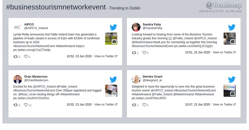 TrendsDublin's tweet photo. #businesstourismnetworkevent is now trending in #Dublin

https://t.co/F2M6zxvVSK https://t.co/AVLptyNKnL