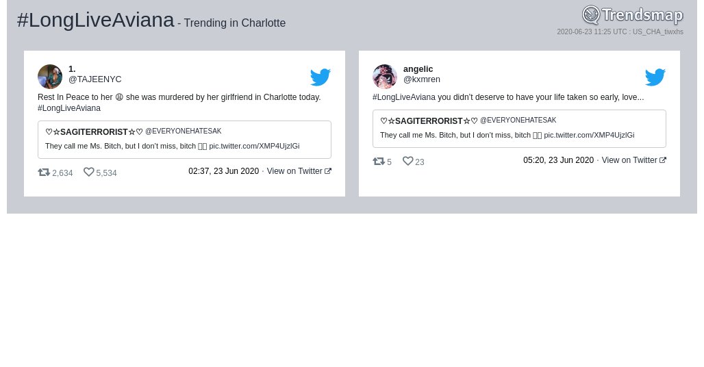 TrendsCharlotte's tweet photo. #longliveaviana is now trending in #Charlotte

https://t.co/bIZN4WNxXQ https://t.co/pkzmFyYIYy