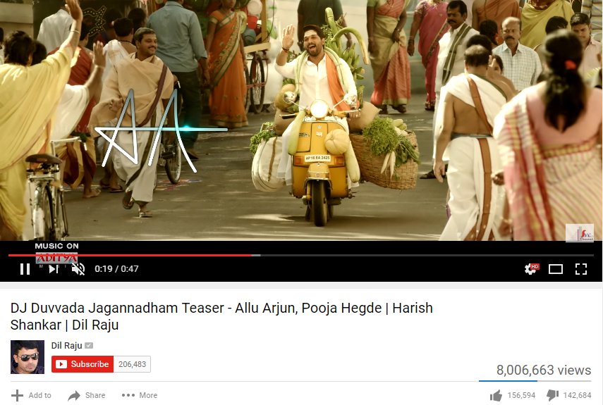 VeNKeyBunnyFan's tweet image. 8 Million views for #DJTeaser in just 225 Hrs 20 mins👌
Fastest Tollywood Teaser 
2nd fastest south indian cinema teaser 
#DuvvadaJagannadham

@alluarjun

#Pushpa

#3YearsForDJSensation