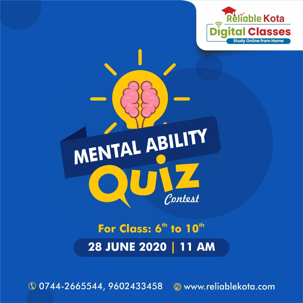 ReliableKota's tweet photo. 🕵🏻♀️ ARE YOU FOND OF MENTAL ABILITY!!!
🤝🏻 Join Reliable's Mental Ability Quiz……
🔖 Eligibility- Class 06th to 10th
🗓️ Schedule- 28-Jun-2020, 11.00 AM
To Register click here
https://t.co/TGg9G7oZml
#reliablekota #kotacoaching #mentalability #quiz #class6to10 #NTSE https://t.co/4svUB0RVR0