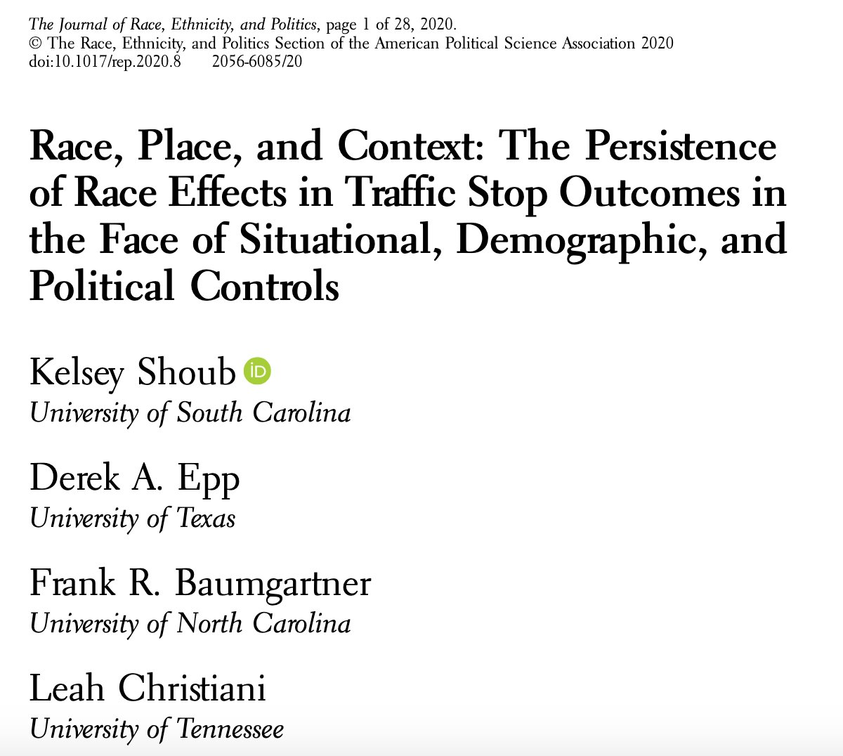 318/ "Black male drivers are two to three times more likely to experience a search than white males, even when controlling for other predictors of search. ... Thus, racial disparities in traffic stop searches cannot be 'explained away.'"