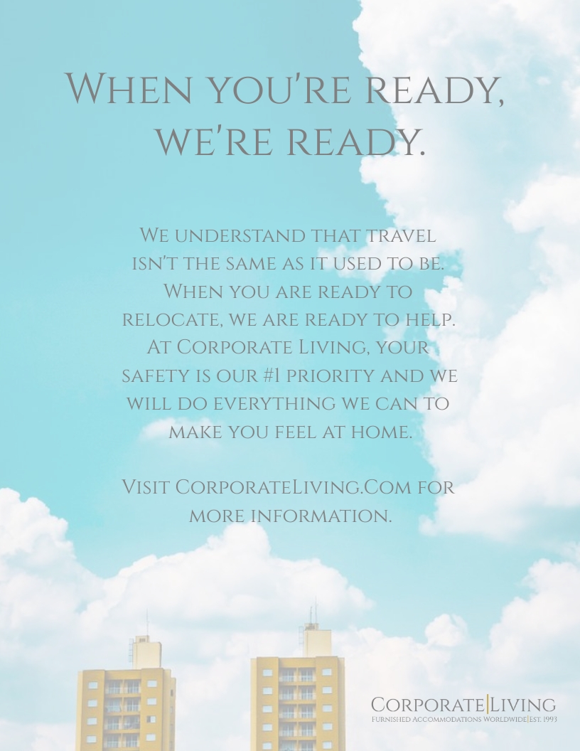 CorporateLiv's tweet photo. We're ready when you're ready. We're in this together. #CorporateLiving #COVID19 https://t.co/xfKBR6NYE4