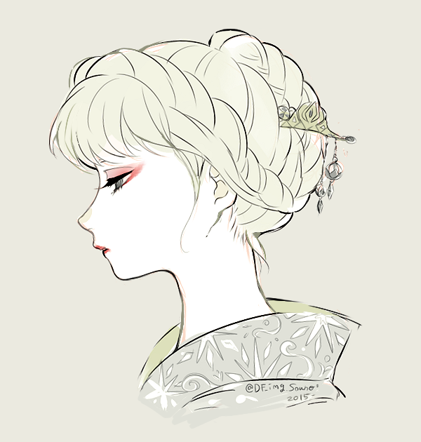 1girl solo hair ornament flower makeup hair flower earrings  illustration images