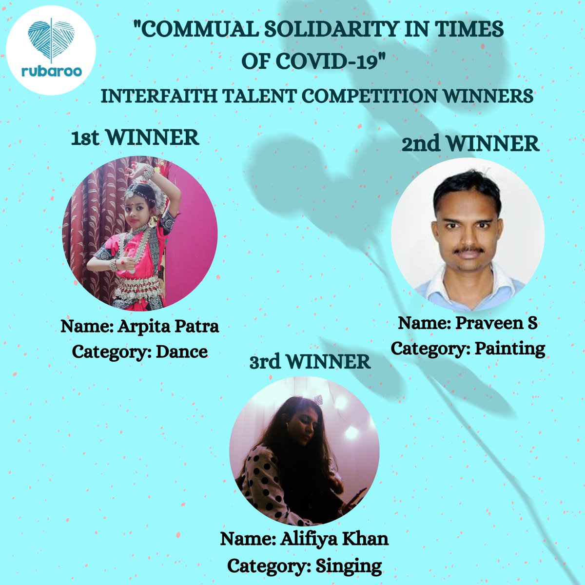 Interfaith19's tweet photo. Winners of Interfaith competition
Congratulations to the WINNERS and all the PARTICIPANTS for accomplishing the Interfaith Competition's theme of spreading Communal Harmony and also helping the needy 🙌❤️ https://t.co/uBmB6EjzGR