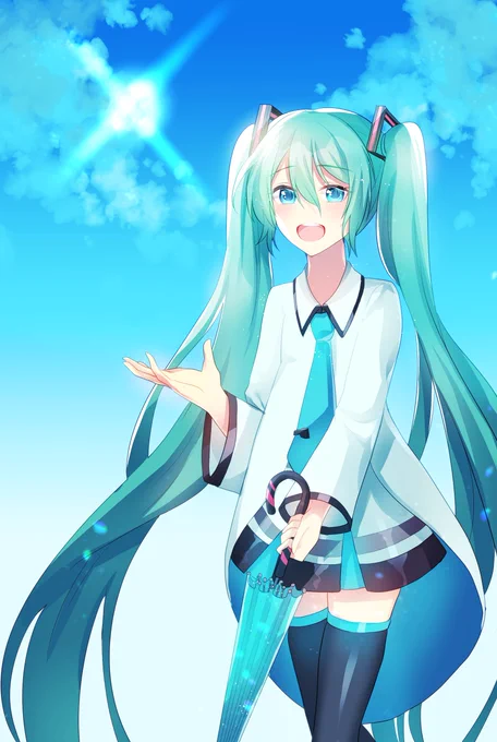 #初音ミク 
梅雨なので逆さまレインボーミクさん 