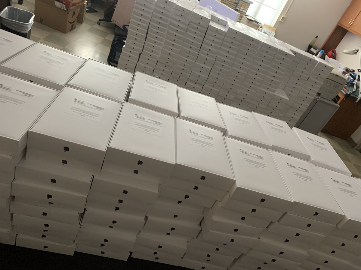 faithplunkett89's tweet photo. Look at all this goodness! This is just a few of the many iPads we purchased for our K-3 students. They have built in cellular data, which we can activate if they need it at home. Thankful for a school system that’s working hard to close the digital divide! https://t.co/QFmA3jS6X6