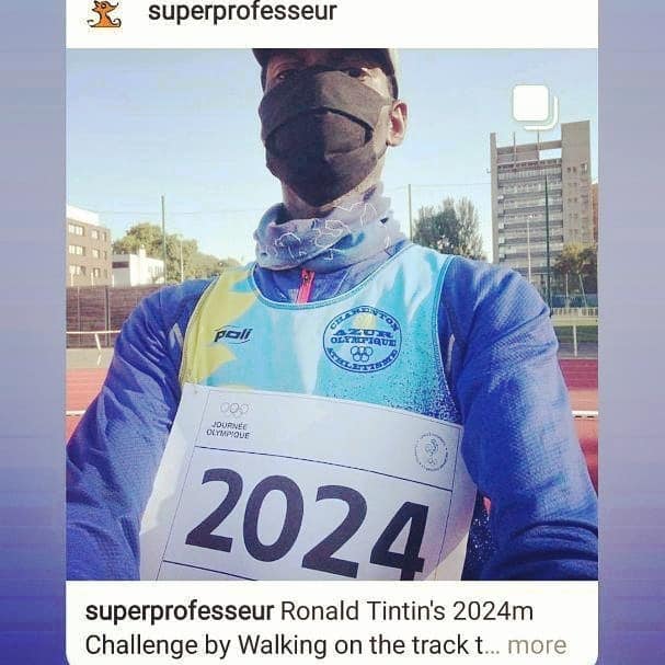 SuperProfesseur's tweet photo. Ronald Tintin's 2024m Challenge by Walking today on Tuesday 23rd June 2020 for Olympic Day 2020 @franceolympique
#2024mchallenge #olympicday #OlympicDay2020 #JournéeOlympique #Defi2024 #racewalking #running #superprofesseur #ronaldtintin #sport #paris2024 #socent #motivation https://t.co/pfWHciAHKj