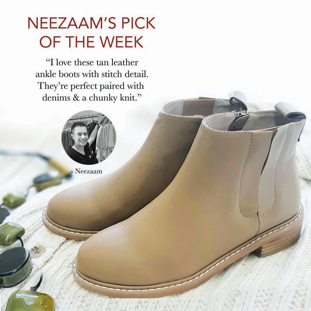 HabitsFashion's tweet photo. #StylistTip β‘οΈ
These boots were made for walking! π’
Neezaam's pick of the week are these stunning tan leather ankle boots, perfect for #TuesdayShoesDay! Available in store or online here π https://t.co/jTgyIyOKFS π
#AW2020 #HabitsFashion #supportlocal https://t.co/lUbQHPTgL6