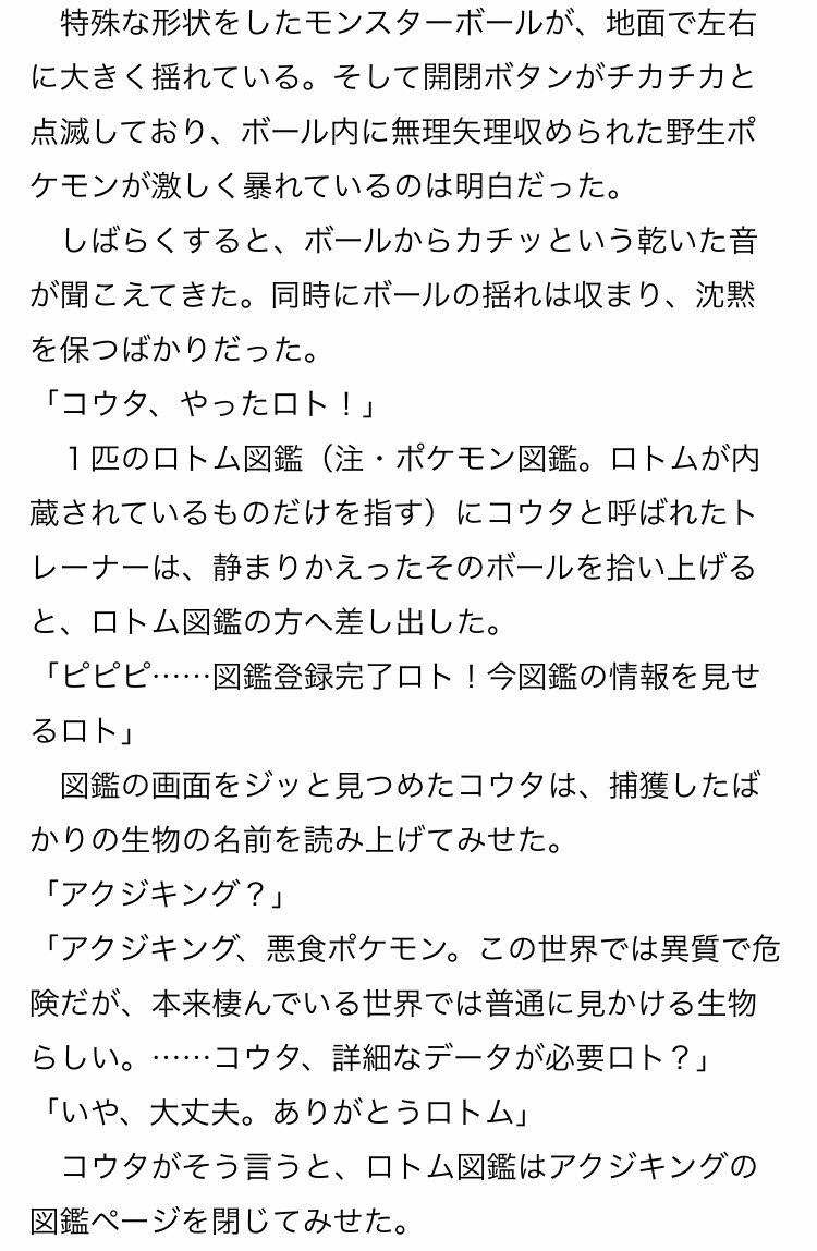 マリン على تويتر これ昔書いた小説の一部分なんですけど Usum主人公とロトム図鑑って なんかこう某ラノベのキノエルメスっぽいなーとはずっと思ってました