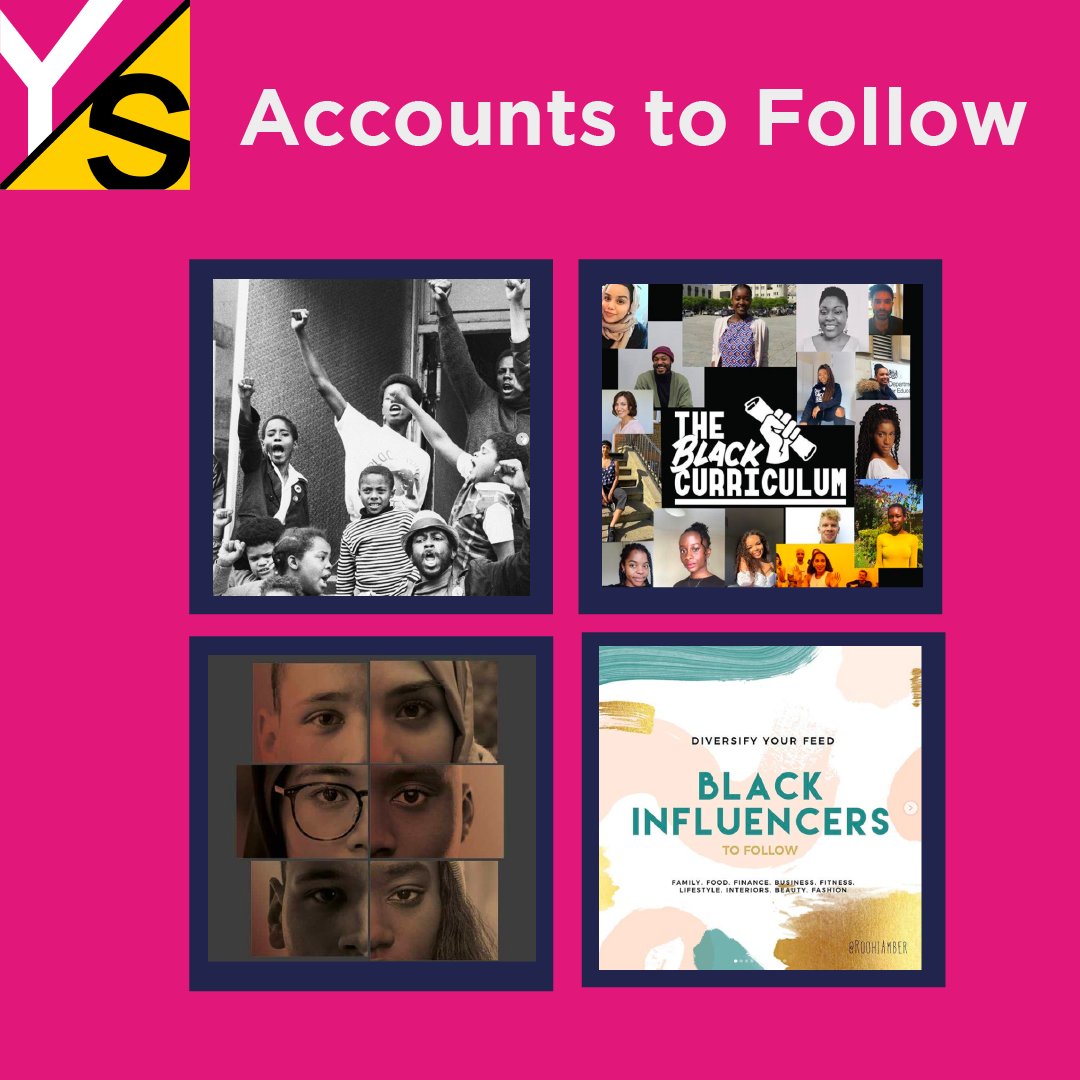 Accounts for young people to follow : https://www.instagram.com/ukblackpride/   https://www.instagram.com/theblackcurriculum/  https://www.instagram.com/interculturalyouthscot/  https://www.instagram.com/roohiamber/ 
