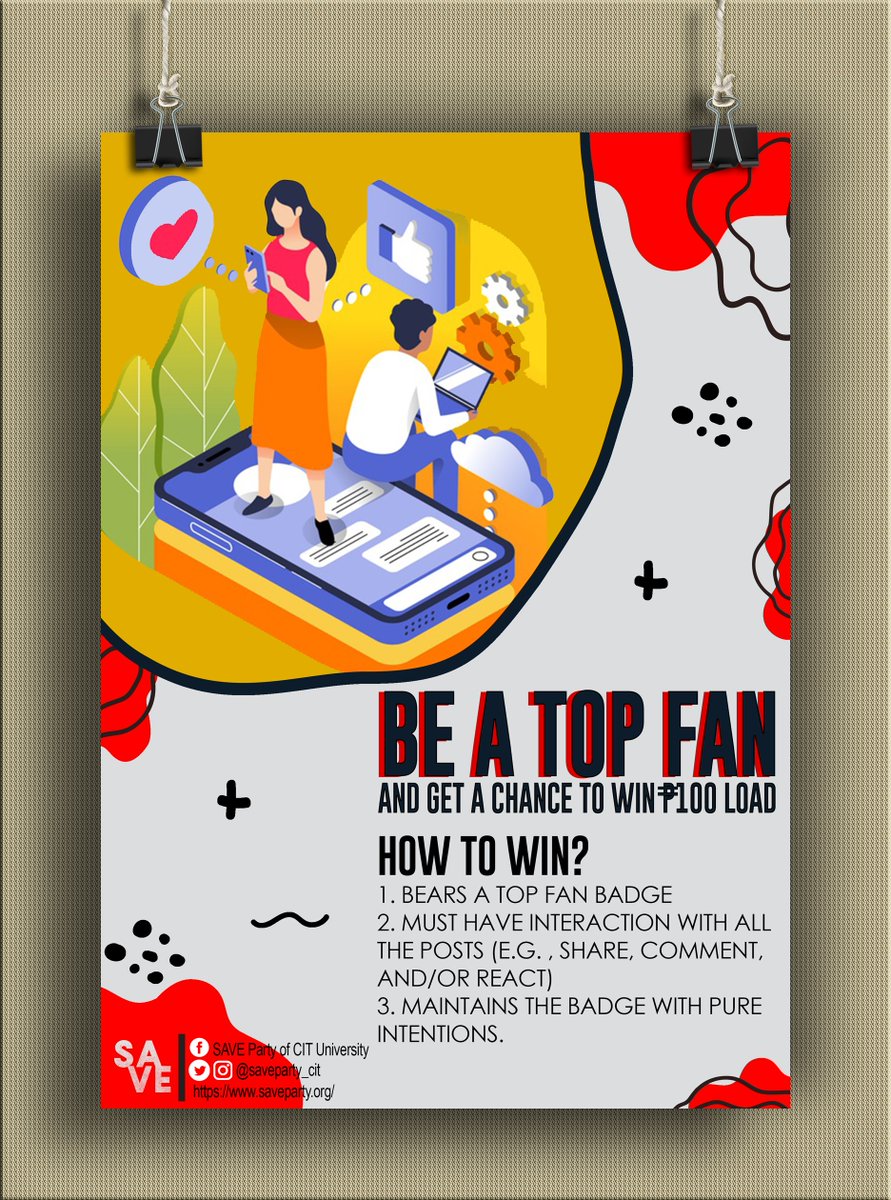saveparty_cit's tweet photo. 🤝🚨FUNdemic/FUNtastic NEWS!
5 Winners of Php100 load!
Interested?
🅱️e a top fan on FACEBOOK!
ℹ️nteract with latest post
Ⓜ️aintain your badge till the end of the month😉
#SAVEExtra
#SAVEChallenge
#BEATOPFAN https://t.co/SKbbUyck9E