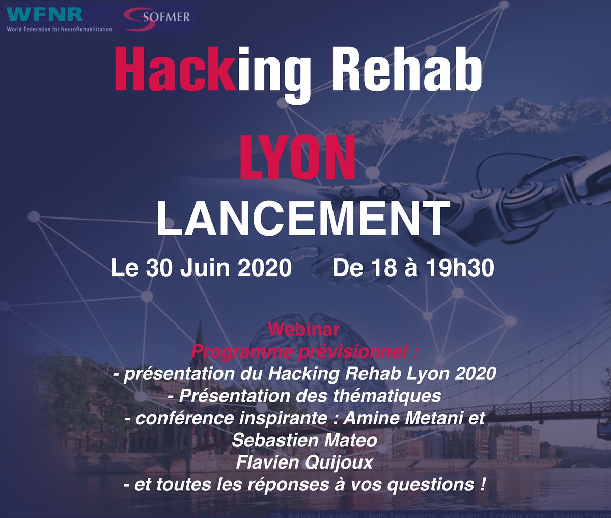 chaire_ActiFS's tweet photo. [Evènement] Séminaire de lancement @LyonRehab 30/06/20 de 18h à 19h30 

Au programme présentation du projet : le Hackathon de neurorééducation, pourquoi et comment ? + Conférence débat avec les fondateurs de @KurageTech &amp; @Flavien_Quijoux

Plus d'info ici https://t.co/oIRfFfwFgK https://t.co/dKmDwa5DP4