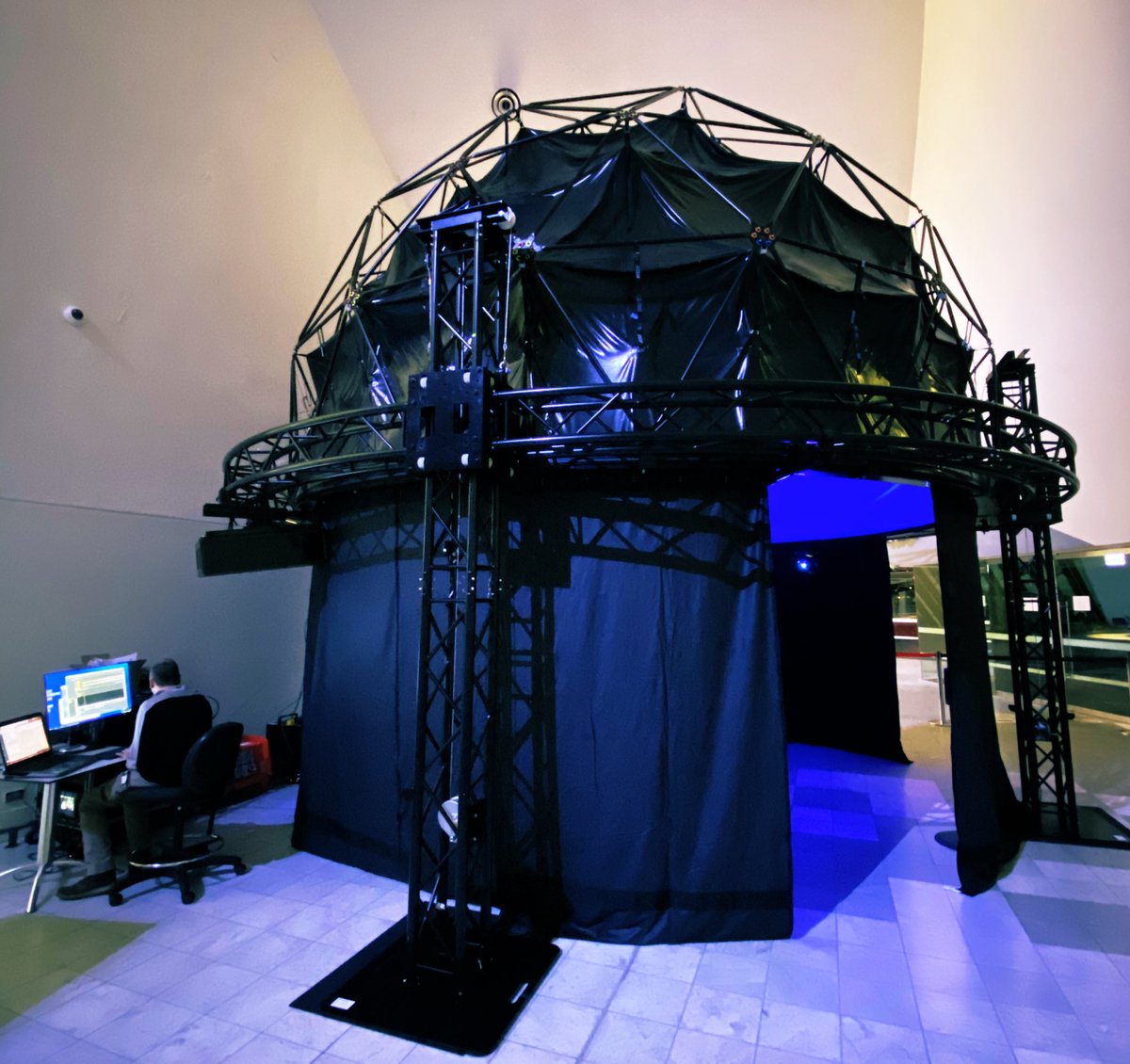 Not the lunar lander but the new touring fulldome system for <a href="/nma/">National Museum of Australia</a> is taking shape in the foyer of the museum.  Following initial testing &amp; commissioning, it will head out around the world on tour as part of the museums aclaimed “Songlines : Tracking the Seven Sisters” exhibition.