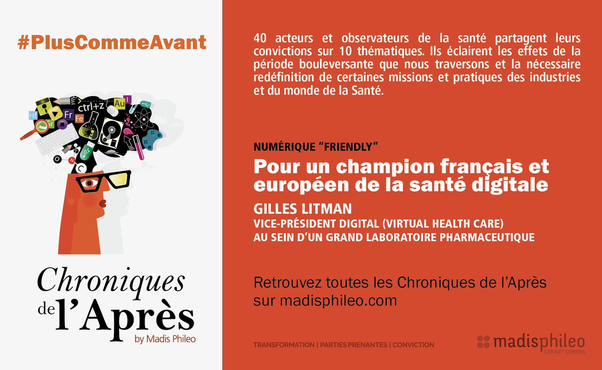 MadisPhileo's tweet photo. [Chroniques de l’Après] #NumériqueFriendly
Pour Gilles Litman, le défi de créer un grand champion français et européen de la #SantéDigitale est un challenge pour lequel la #France et l' #Europe ont tous les atouts pour le relever ➡️https://t.co/GsK3SKVjd2 
#PlusCommeAvant #santé https://t.co/LAqYmRCMda
