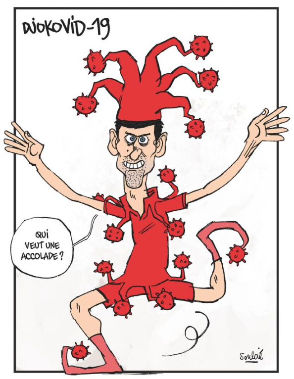 AmineManni's tweet photo. 🐐 ou 🐐 ? 
Djokovid-19 par @tsoulcie #DjokovidHug https://t.co/XBKcslJIgY