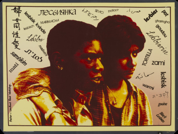 Black Lesbian, by Ingrid Pollard, Greenwich Mural Workshop, Lenthall Road Workshop, 1984  @V_and_A She is an artist and photographer who explores notions of Britishness, belonging, and the hidden histories of the rural and its colonial relationships to Africa and the Caribbean.