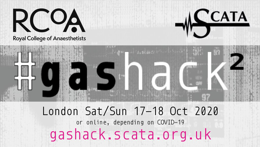 JP Lomas (@jplomas) on Twitter photo Registrations for #gashack2 17-18th October 2020 now open at gashack.scata.org.uk β an innovative collaboration between <a href="/RCoANews/">Royal College of Anaesthetists</a> and <a href="/scata_uk/">Society for Computing & Technology in Anaesthesia</a>. Anaesthetist with an idea for a techie project? Sign up! Know a developer? Invite them along! Registrations for #gashack2 17-18th October 2020 now open at gashack.scata.org.uk β an innovative collaboration between <a href="/RCoANews/">Royal College of Anaesthetists</a> and <a href="/scata_uk/">Society for Computing & Technology in Anaesthesia</a>. Anaesthetist with an idea for a techie project? Sign up! Know a developer? Invite them along!