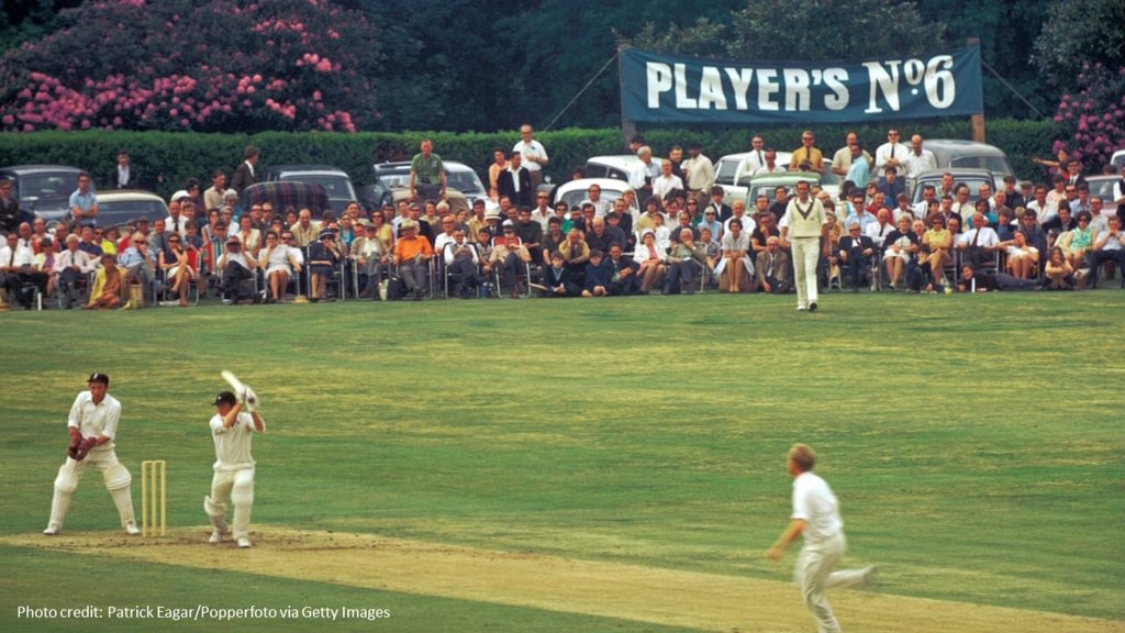 IanDavidsonStat's tweet image. Researching for my degree at @ICSHC and came across this wonderful Patrick Eager / Getty image of The John Player Sunday League in the early 1970s. This was in Kent but most counties had support like this - seems strange now that tobacco company sport sponsorship was the norm