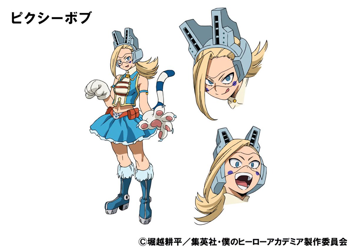 Model sheets and screenshots of Ryuko Tsuchikawa/Pixie-Bob from My Hero Aca...