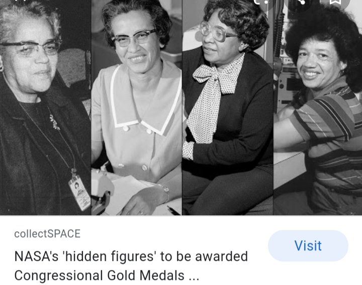 The four AA ladies of NASA who inspired the movie "Hidden Figures" were awarded Congressional Medals. While Joh Glenn and the men absorbed the accolades for going to space, it was these 4 who worked as "human computers" to manually calculate their orbital trajectories.