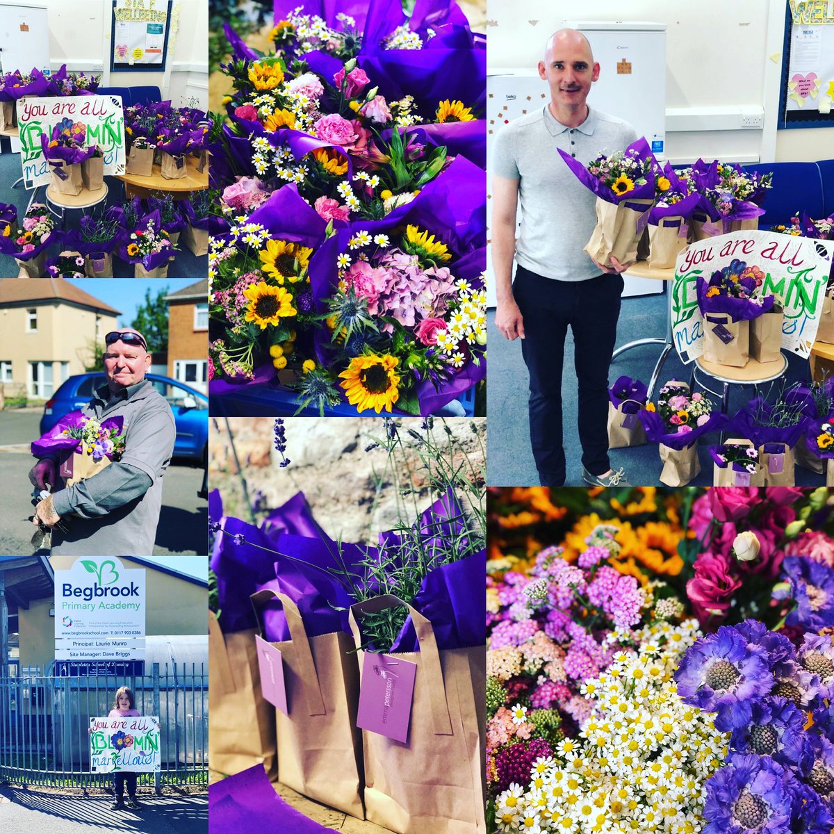 BegbrookAcademy's tweet photo. This morning, after hearing it was our 'Staff Appreciation Week,' some of our families filled our staff room with beautiful flowers. Thank you to our amazing community for this 'Blooming Marvellous' gift. We miss you all so deeply xxx #rubypower @Cabotfederation @begbrookptfa https://t.co/RlzulMVGa6