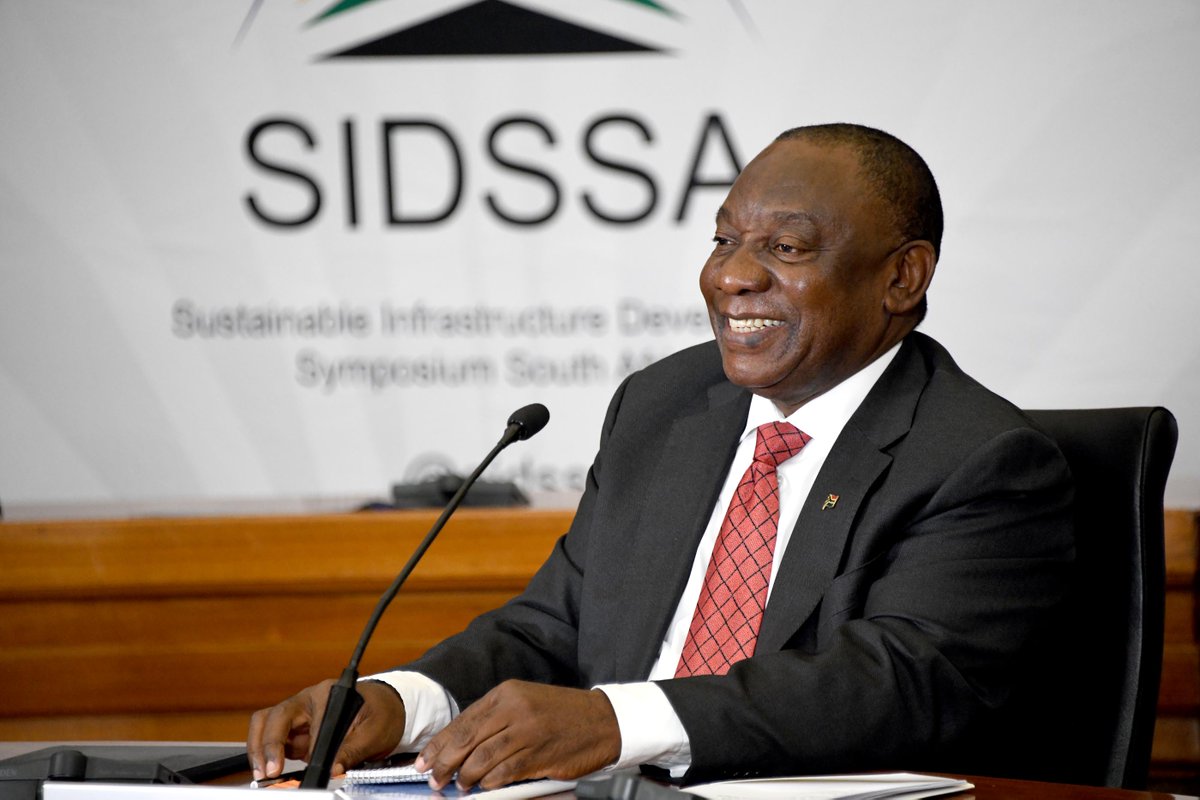 President @CyrilRamaphosa during the inaugural Sustainable Infrastructure Development Symposium of South Africa (@SIDSSA) held at the Union Buildings under the theme “Investing in infrastructure for shared prosperity: now, next and beyond”. #SIDSSA2020 #GrowSouthAfrica