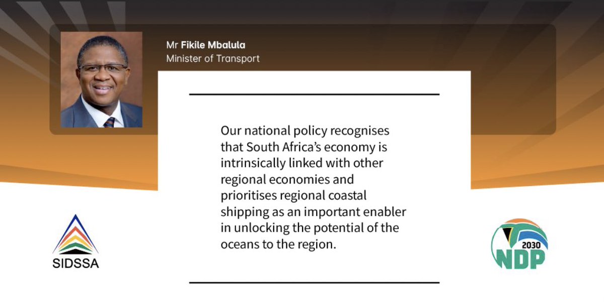 Our national policy recognises that South Africa’s economy is intrinsically linked with other regional economies and prioritises regional coastal shipping as an important enabler in unlocking the potential of the oceans to the region. #SIDSSA2020