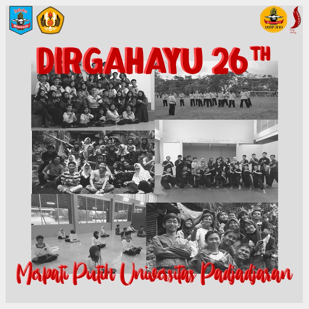 MP_unpad's tweet photo. [DIRGAHAYU MPUP]
Selamat bertambah usia Kolat Merpati Putih Unpad yang ke-26 tahun. Mari kita do'akan yang terbaik untuk MPUP tercinta kita ini.
Maju terus Merpati Putih Unpad!

#KaryaAbisatya
Merpati Putih Unpad 2020
Kabinet Abisatya

#MPUnpad #MerpatiPutih #SilatMP #PencakSilat https://t.co/S4ZpdwNTLY