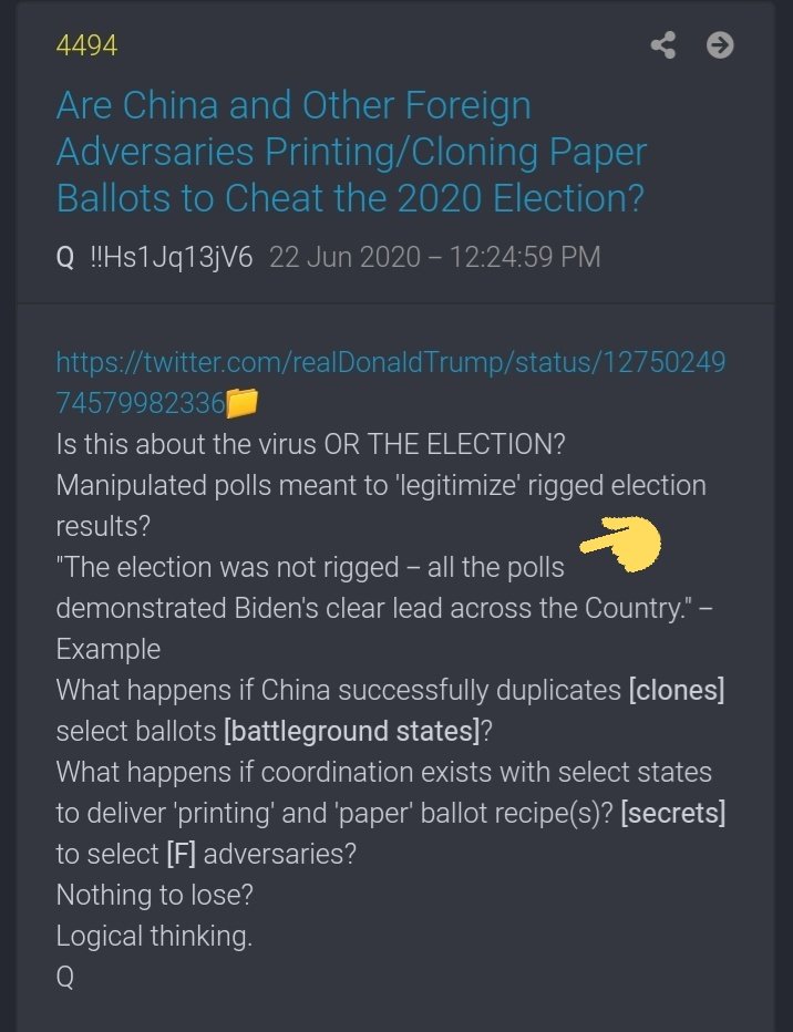 CitizenMAGA's tweet photo. #Qanon, we know from your drop that these polls are manipulated so they can attempt to legitimize a rigged victory by pointing to these polls. Question..is 'knowingly' manipulating polls election interference? Seems to me it would be. #WWG1WGA #TrustThePlan #MailInBallotFraud https://t.co/n6XES9RFbc